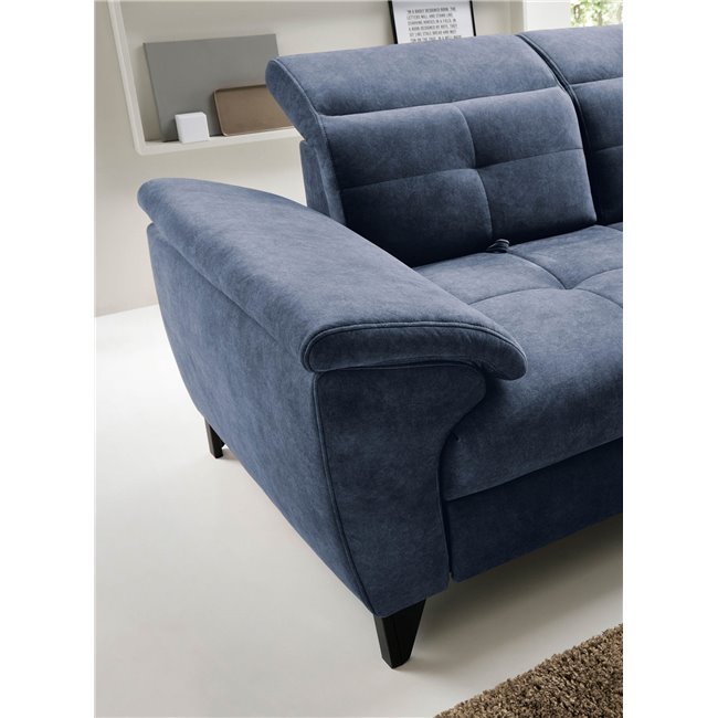 Corner sofa Elinferne R, sleeping function, Relax 40, velvet, dark blue, H107x210x297cm