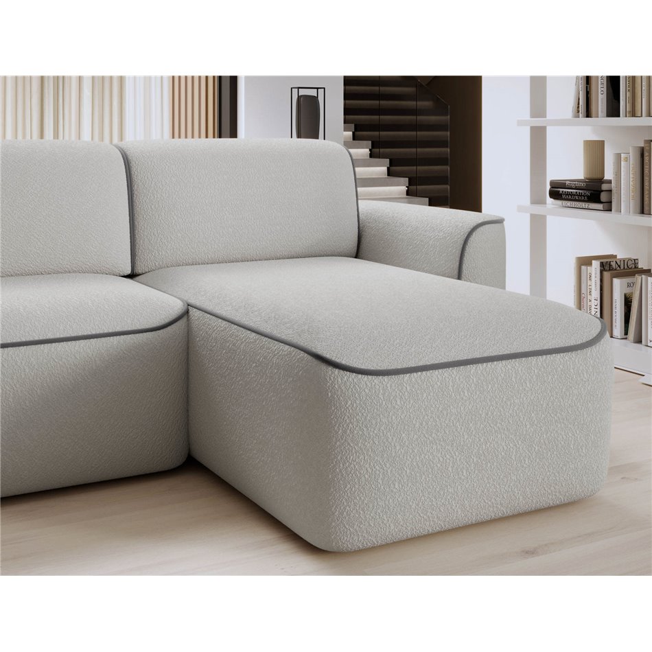 Угловой диван Elume R, с механизмом раскладыванием, Royal 03, Velvetmat 4, букле, серый, H88x190x287см