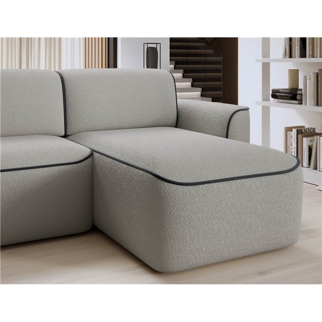 Угловой диван Elume R, с механизмом раскладыванием, Royal 04, Velvetmat 6, букле, серый, H88x190x287см