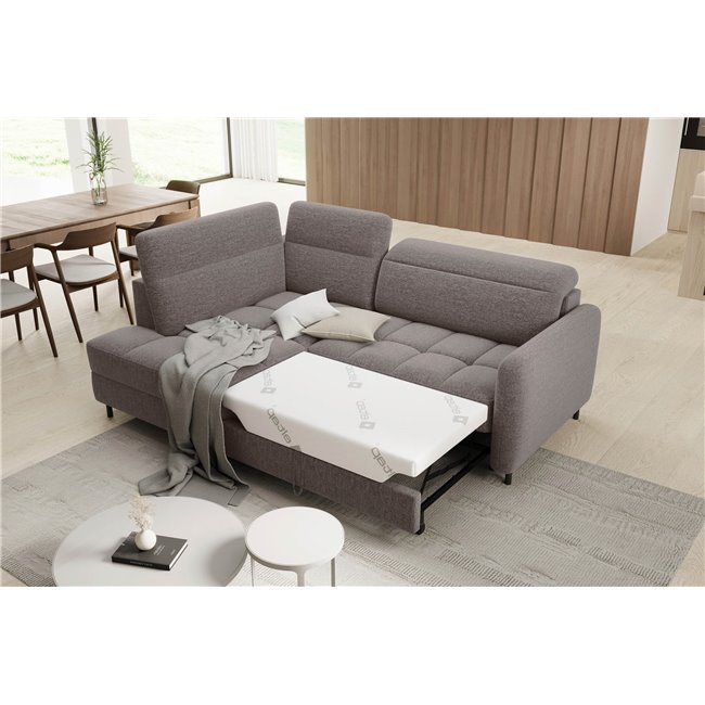 Corner sofa Elbare L, sleeping function, Aspen 20, brown, H100x160x208cm