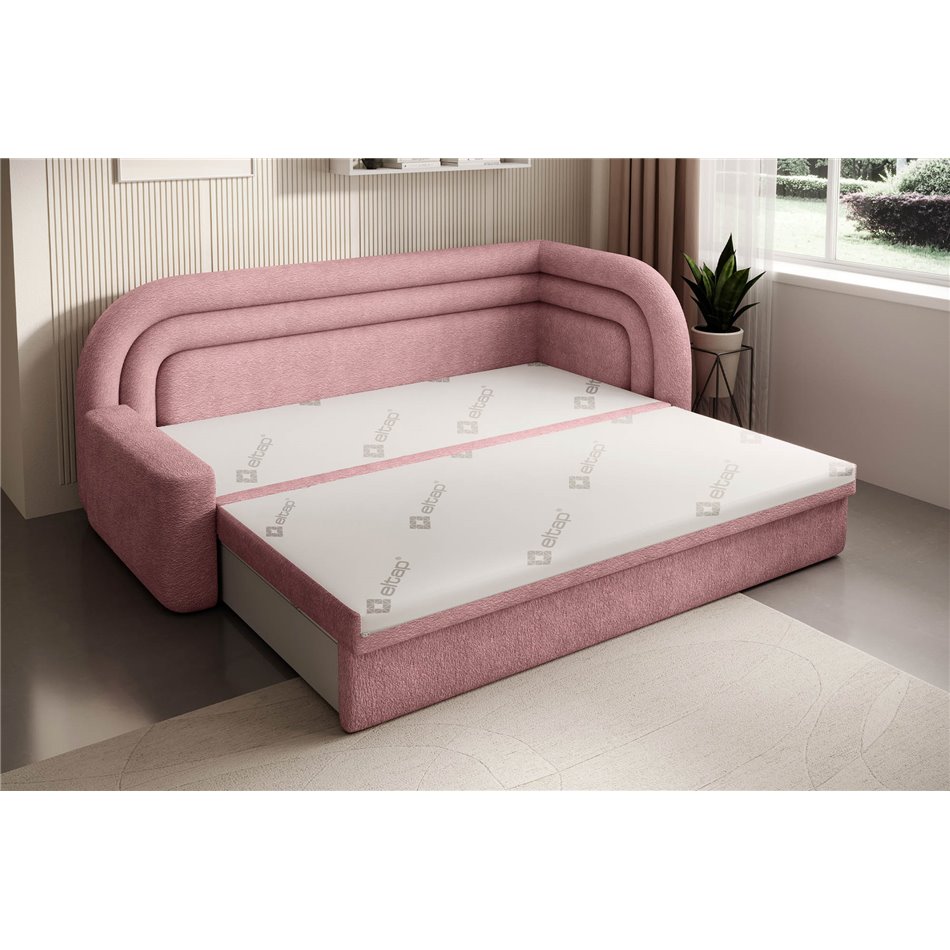 Sofa bed Elfabilo R, sleeping function, Touch 24, textured velvet, pink, H80x86x223cm