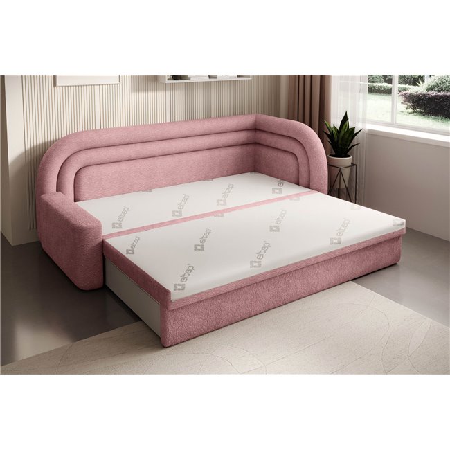 Sofa bed Elfabilo R, sleeping function, Touch 24, textured velvet, pink, H80x86x223cm