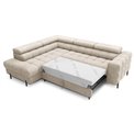 Corner sofa Elferucce L, sleeping function, Aura 18, velvet, beige, H93x200x276cm