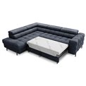 Corner sofa Elferucce L, sleeping function, Aura 40, velvet, dark blue, H93x200x276cm