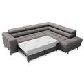 Corner sofa Elferucce R, sleeping function, Aura 04, velvet, grey, H93x200x276cm