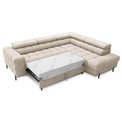 Corner sofa Elferucce R, sleeping function, Aura 18, velvet, beige, H93x200x276cm