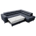 Corner sofa Elferucce R, sleeping function, Aura 40, velvet, dark blue, H93x200x276cm