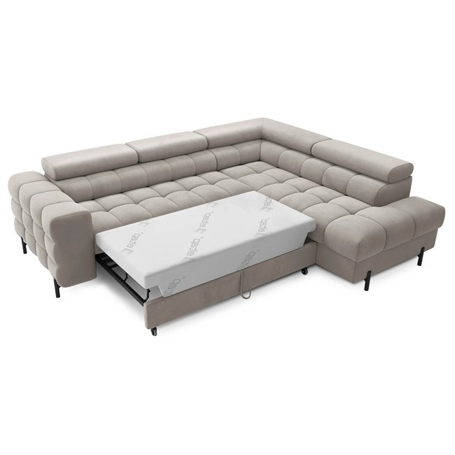 Corner sofa Elferucce R, sleeping function, Paros 02, beige, H93x200x276cm