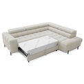 Corner sofa Elferucce R, sleeping function, Royal 18, bouclé, beige, H93x200x276cm