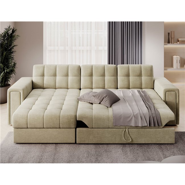 Угловой диван Elveni L/R Reversible, раздвижной, Монолит 04, бежевый, H82x150x260см