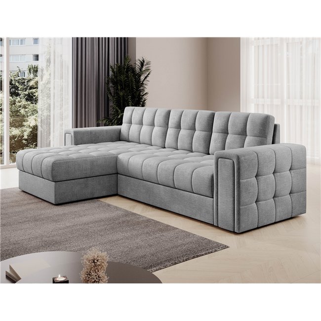 Corner sofa Elveni L/R Reversible, sleeping function, Monolith 84, velvet, grey, H82x150x260cm