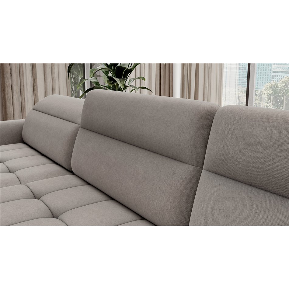 U shape sofa Elberto L, sleeping function, Raquel 03, grey, H100x165x306cm