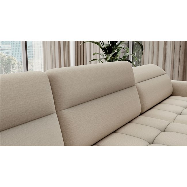 U shape sofa Elberto R, sleeping function, Manhattan 18, velvet, beige, H100x165x306cm