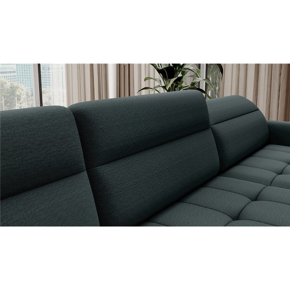 U shape sofa Elberto R, sleeping function, Manhattan 38, velvet, green, H100x165x306cm