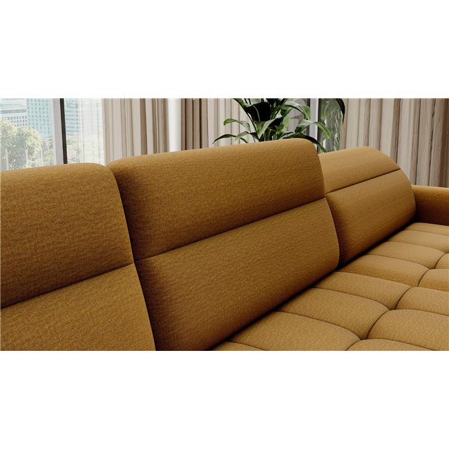 П-образный угловой диван Elberto R, раздвижной, Manhattan 45, бархат, желтый, H100x165x306см