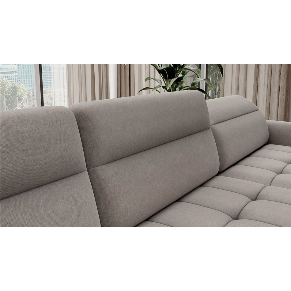 П-образный угловой диван Elberto R, раздвижной, Raquel 03, серый, H100x165x306см