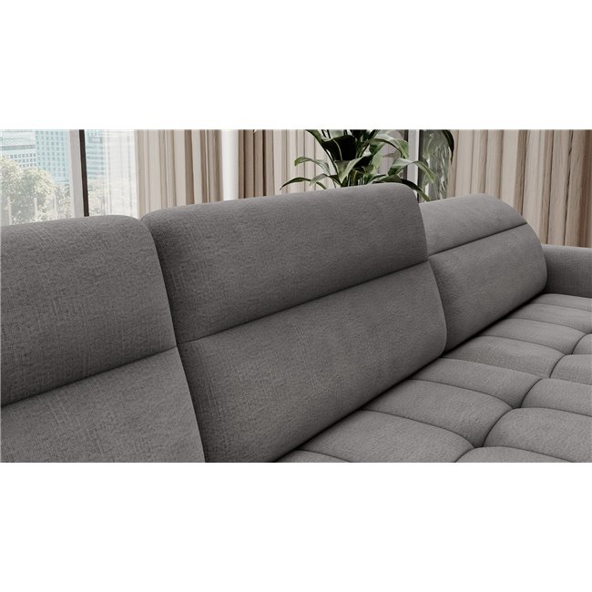U shape sofa Elberto R, sleeping function, Toscany 03, velvet, grey, H100x165x306cm