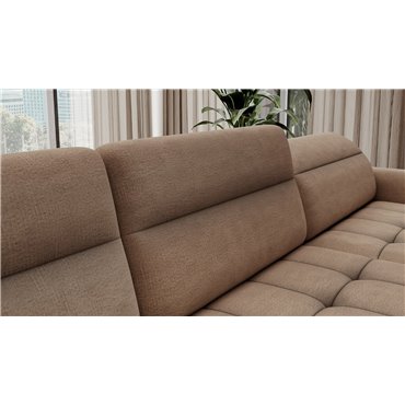 U shape sofa Elberto R, sleeping function, Toscany 20, velvet, brown, H100x165x306cm
