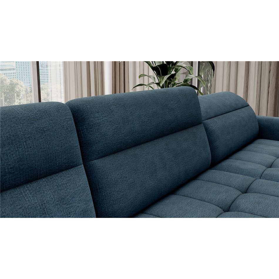 U shape sofa Elberto R, sleeping function, Toscany 40, velvet, blue, H100x165x306cm