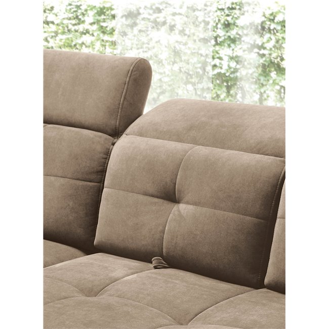 Угловой диван Elinferne L, раздвижной, Aura 20, бархат, темно-бежевый, H107x210x297см