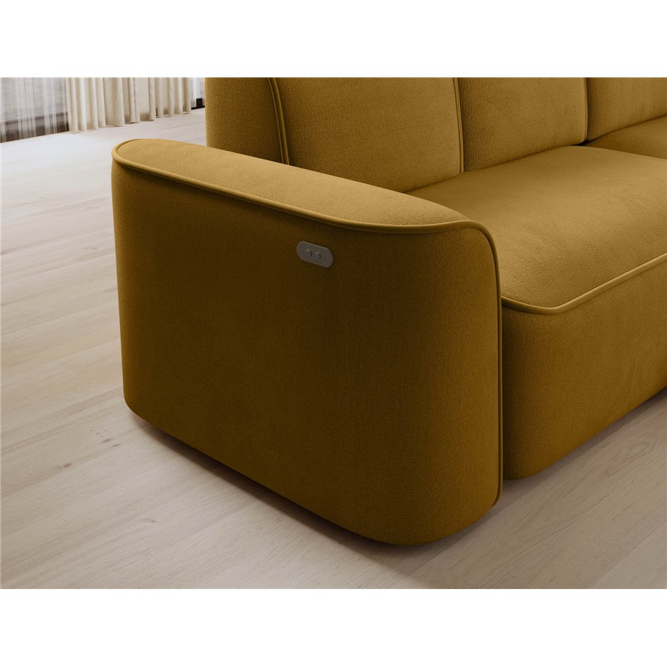 Угловой диван Elume R, с механизмом раскладыванием, Amore 45, Riviera 41, букле, желтый, H88x190x287см
