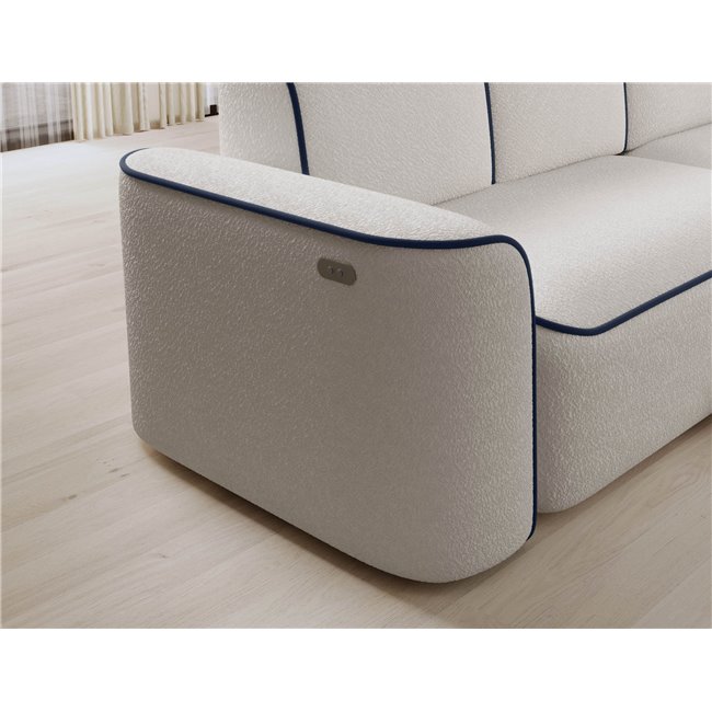 Угловой диван Elume R, с механизмом раскладыванием, Royal 01, Velvetmat 40, букле, белый, H88x190x287см