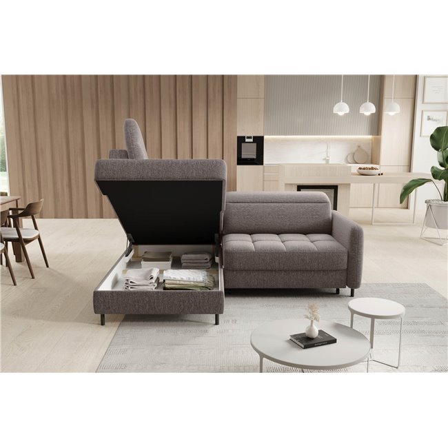 Corner sofa Elbare L, sleeping function, Aspen 20, brown, H100x160x208cm