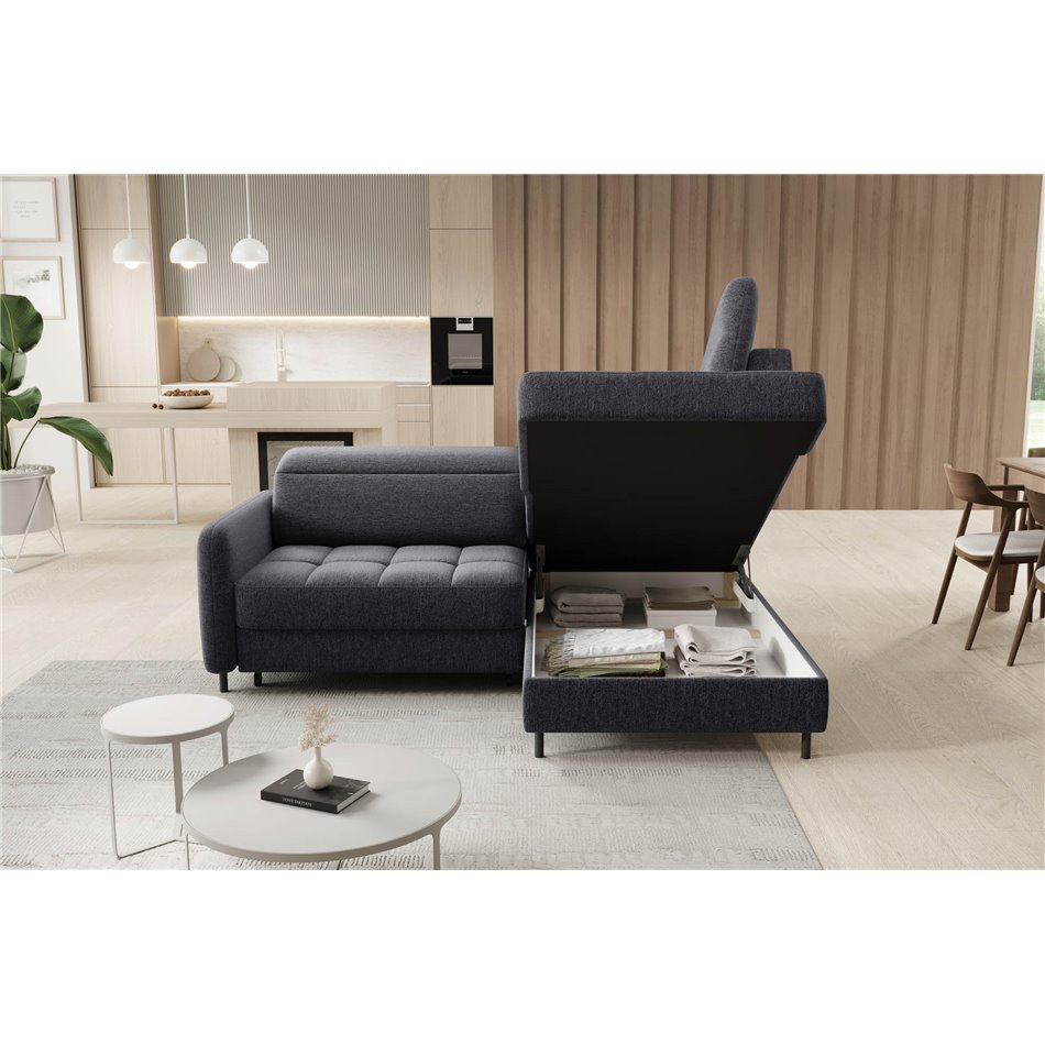 Corner sofa Elbare R, sleeping function, Aspen 05, dark grey, H100x160x208cm