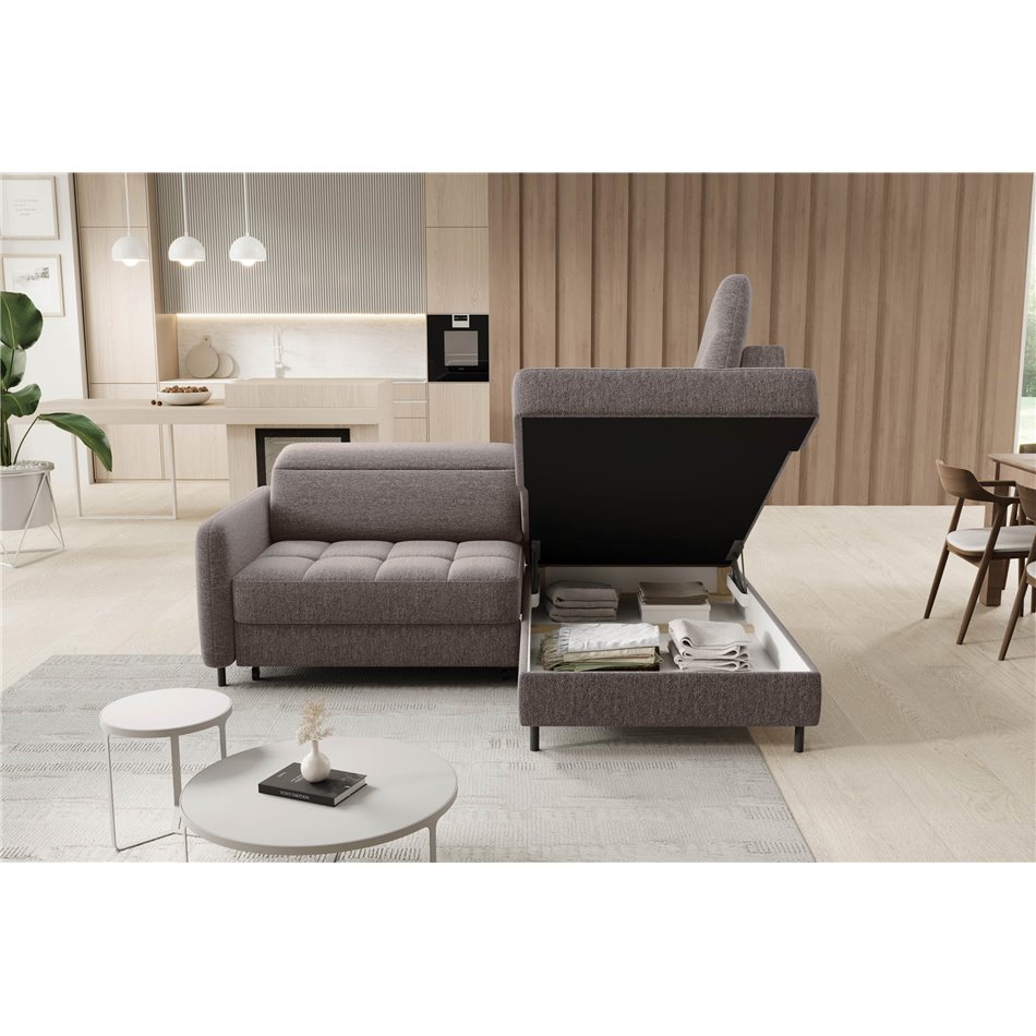 Corner sofa Elbare R, sleeping function, Aspen 20, brown, H100x160x208cm