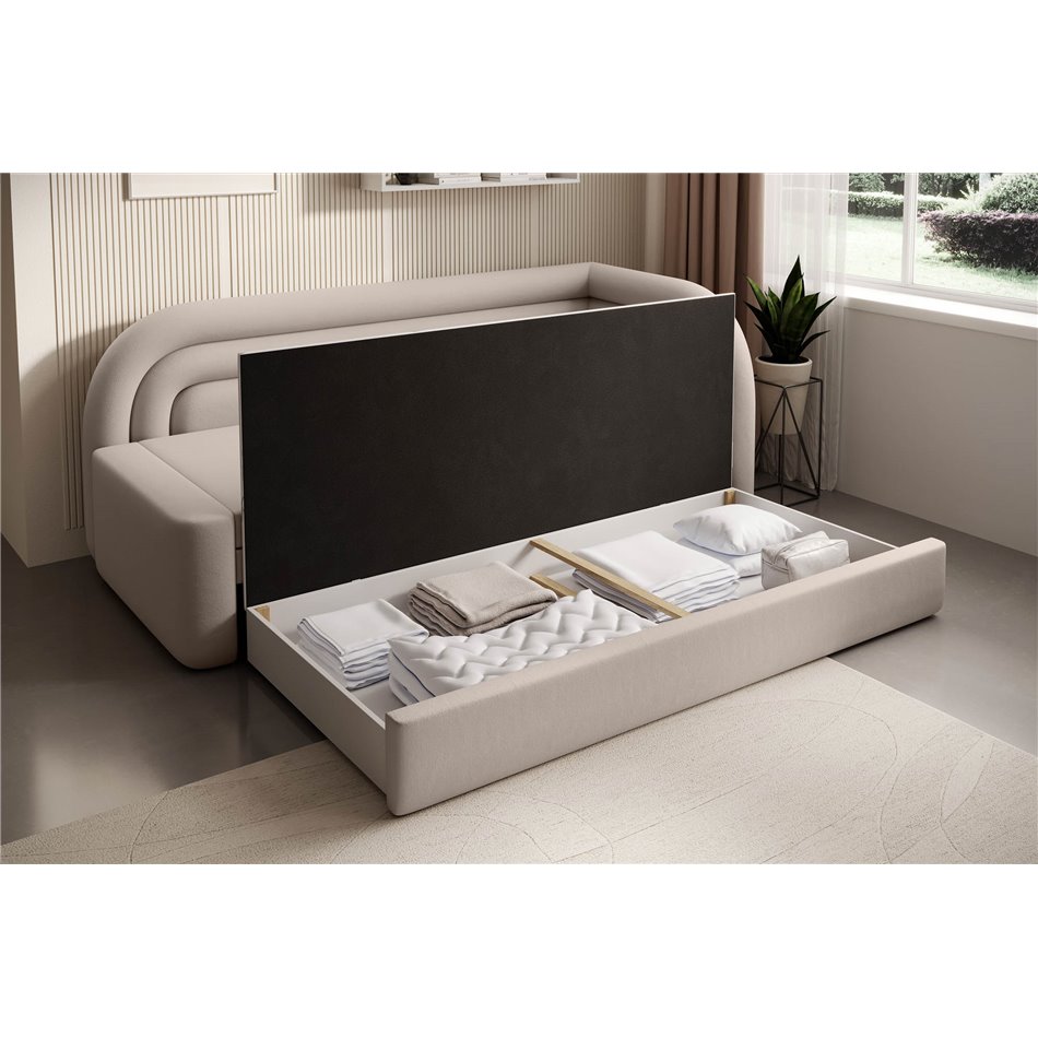 Sofa bed Elfabilo R, sleeping function, Sola 18, beige, H80x86x223cm