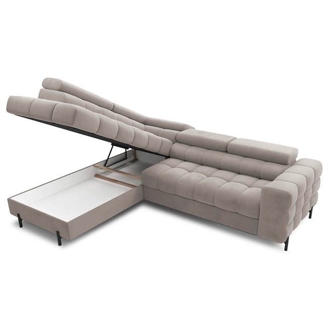Corner sofa Elferucce L, sleeping function, Paros 02, beige, H93x200x276cm
