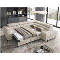 Corner sofa Elferucce R, sleeping function, Royal 18, bouclé, beige, H93x200x276cm