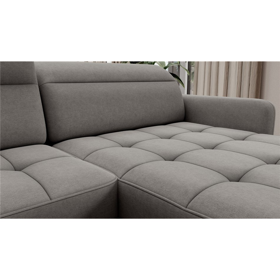 U shape sofa Elberto R, sleeping function, Raquel 04, grey, H100x165x306cm