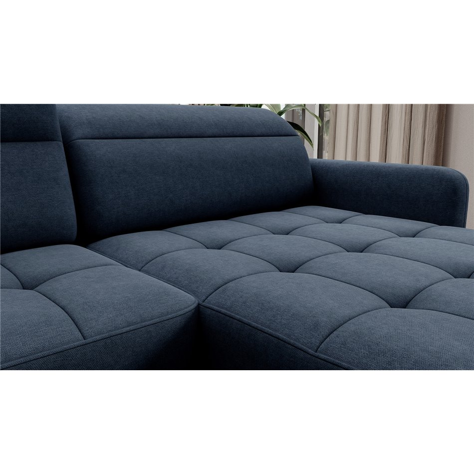 U shape sofa Elberto R, sleeping function, Raquel 40, blue, H100x165x306cm