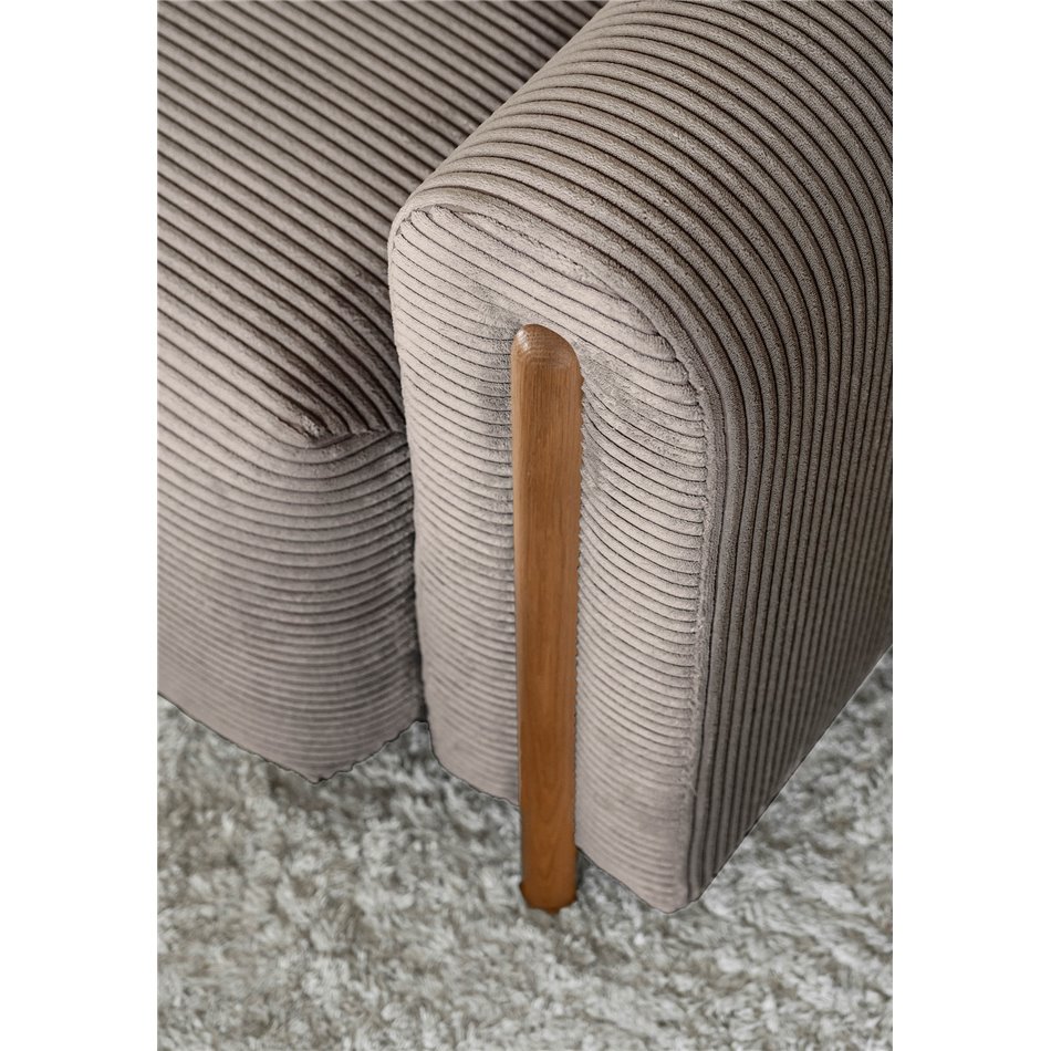 Sofa bed Elcadova Oak, sleeping function, Jarell 20, wavy velvet, dark beige, H97x97x244cm