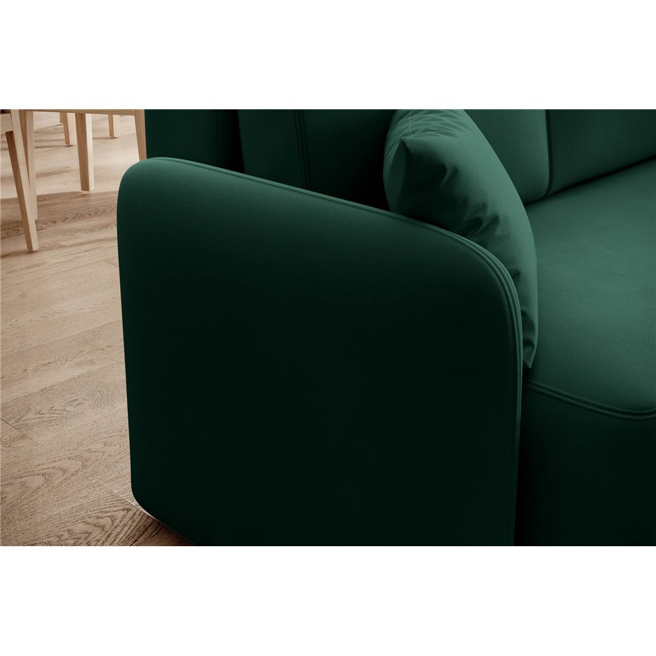Corner sofa Elhandson R, sleeping function, Lukso 35, velvet, green, H89x150x206cm