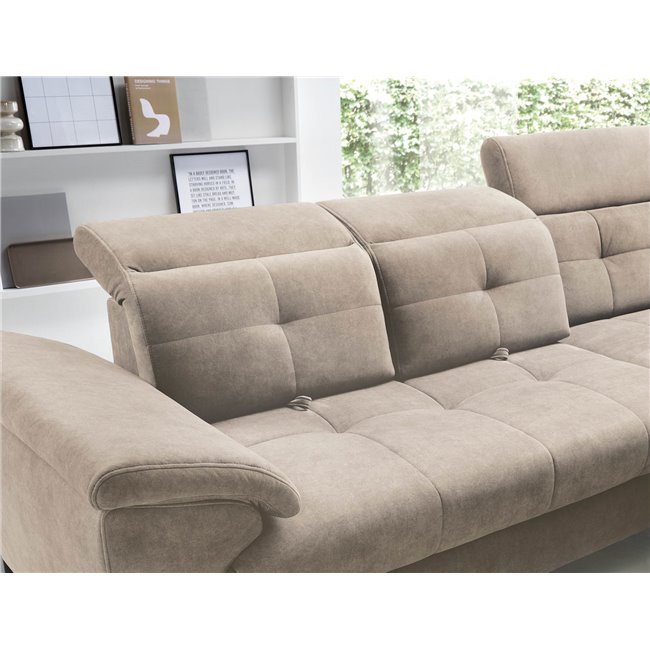 Corner sofa Elinferne R, sleeping function, Relax 20, velvet, beige, H107x210x297cm