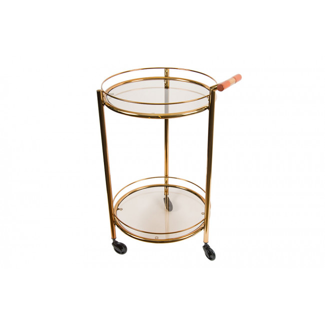 Servējamais galdiņš uz ritenīšiem Pazzella, rozā-zelta tonis, 54.5x47x84.5cm