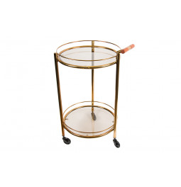 Servējamais galdiņš uz ritenīšiem Pazzella, rozā-zelta tonis, 54.5x47x84.5cm