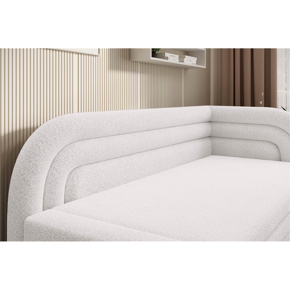 Sofa bed Elfabilo R, sleeping function, Royal 01, bouclé, white, H80x86x223cm