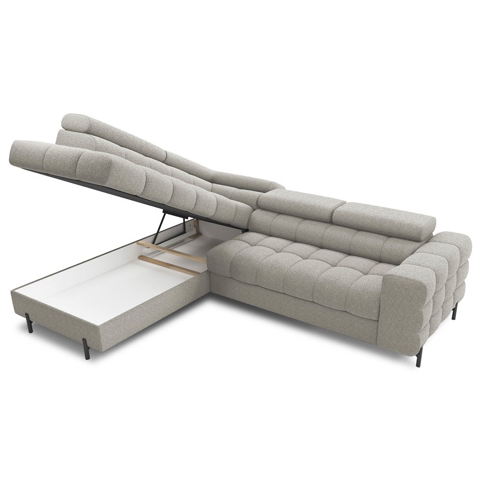 Corner sofa Elferucce L, sleeping function, Royal 20, bouclé, beige, H93x200x276cm