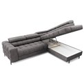 Corner sofa Elferucce R, sleeping function, Aura 04, velvet, grey, H93x200x276cm