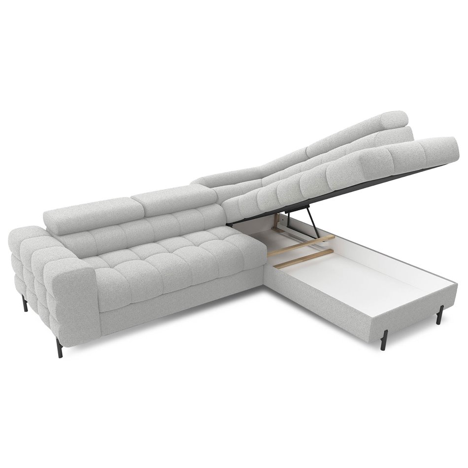 Corner sofa Elferucce R, sleeping function, Royal 03, bouclé, grey, H93x200x276cm