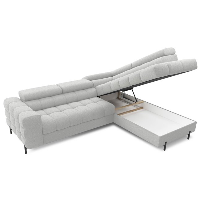 Corner sofa Elferucce R, sleeping function, Royal 03, bouclé, grey, H93x200x276cm