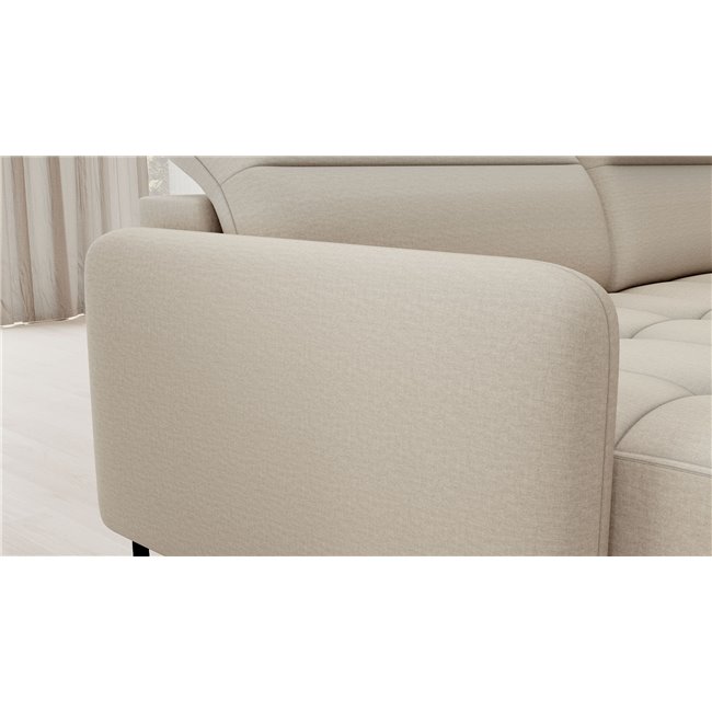 U shape sofa Elberto L, sleeping function, Manhattan 18, velvet, beige, H100x165x306cm