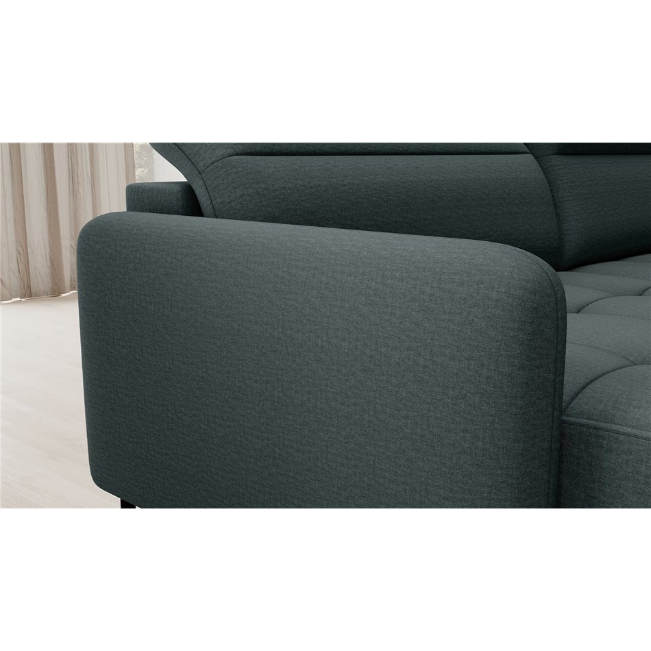 U shape sofa Elberto L, sleeping function, Manhattan 38, velvet, green, H100x165x306cm