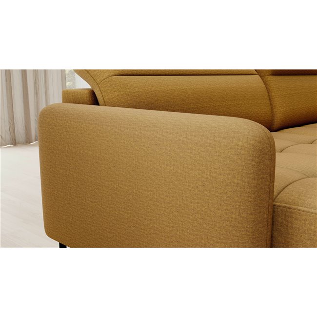 U shape sofa Elberto L, sleeping function, Manhattan 45, velvet, yellow, H100x165x306cm