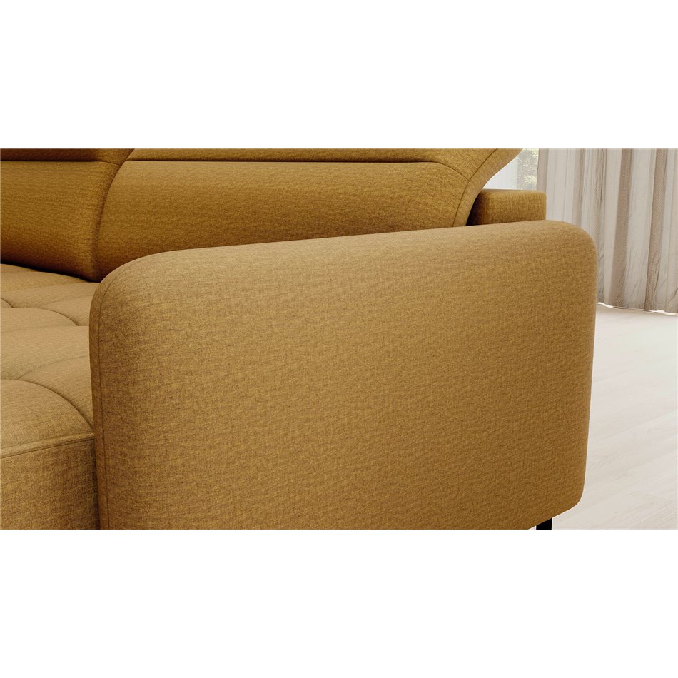 П-образный угловой диван Elberto R, раздвижной, Manhattan 45, бархат, желтый, H100x165x306см