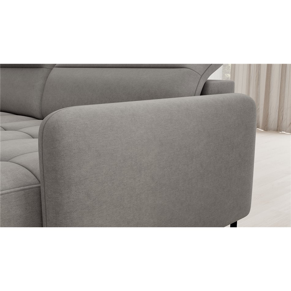 U shape sofa Elberto R, sleeping function, Raquel 04, grey, H100x165x306cm