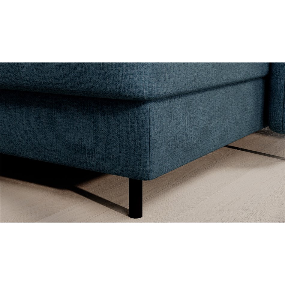 U shape sofa Elberto R, sleeping function, Toscany 40, velvet, blue, H100x165x306cm